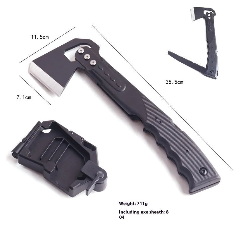 Outdoor multi-functional camping survival axe with stainless steel head and ABS handle