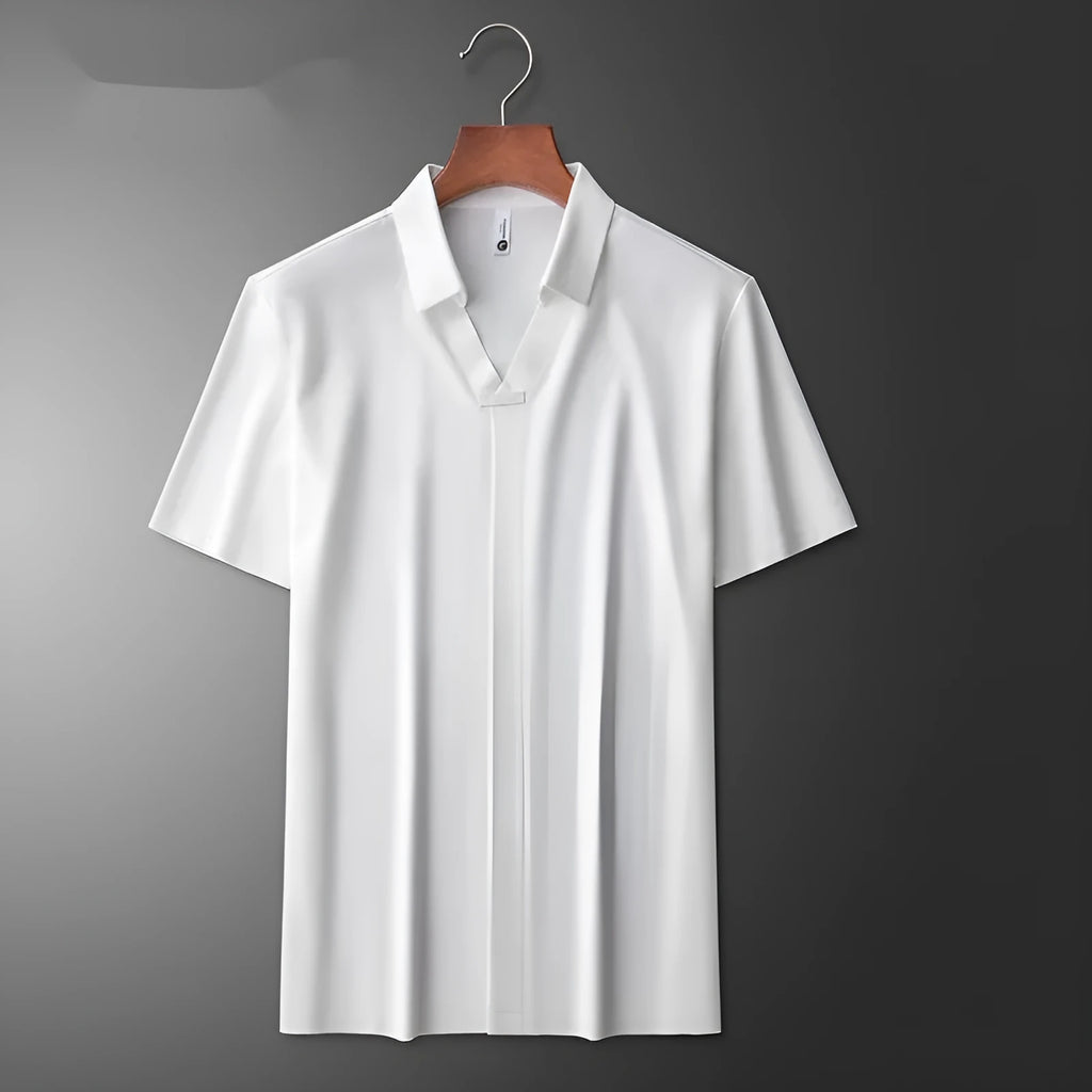 Men's lapel collar polo short-sleeved t-shirt in cotton blend fabric available in three colours