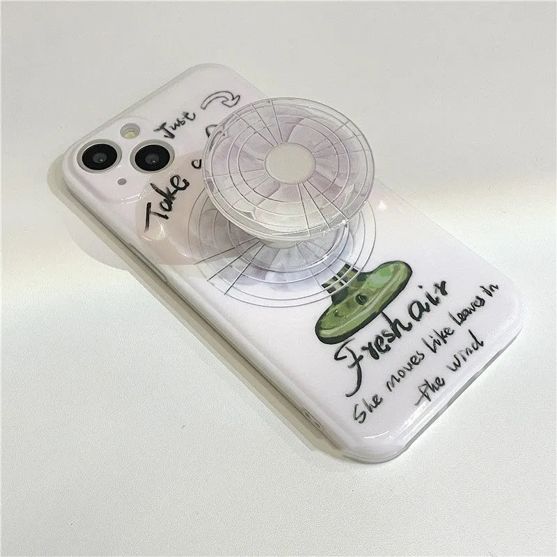 Rotating fan silicone phone case TPU anti-fall rear cover for iPhone 13 Pro Max