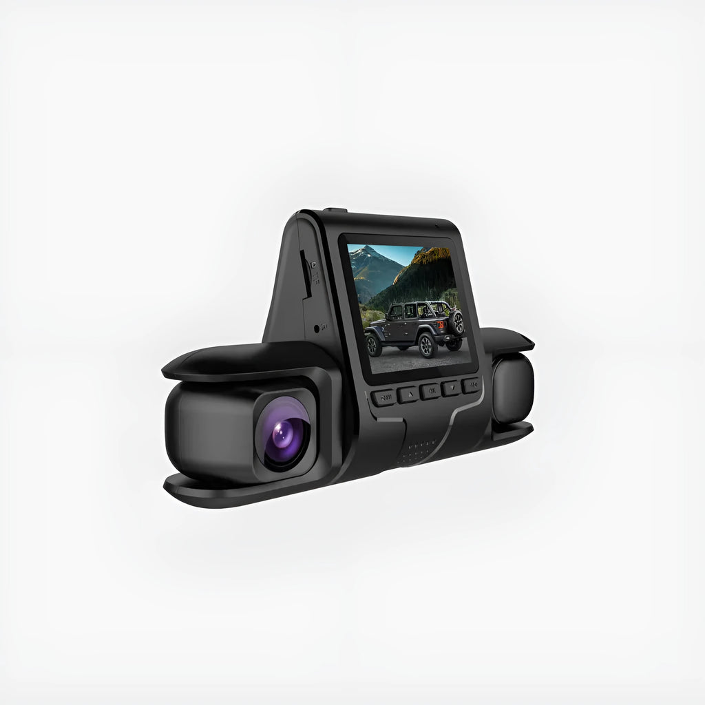 Car reversing camera system with 2.4 inch display, 1080p front and rear recording, and 3 or 4 lens co-display options