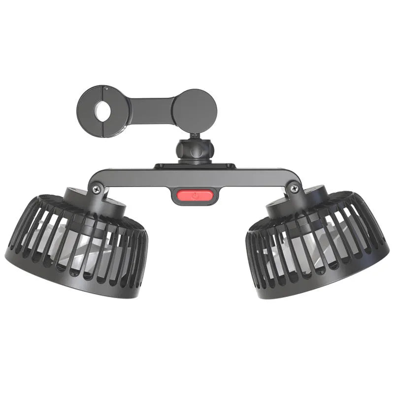Black F4207 car USB rear pillow fan with single head and pillow-style mount.