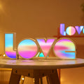 Rainbow style LED LOVE light with plastic shade for Valentine's Day decor