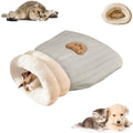 Plush cat sleeping bag in Blue, M size 44 x 37 cm, semi-enclosed cat bed cave for indoor cats and kittens
