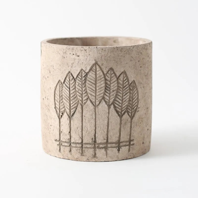 Cement succulent home flowerpot in beige, 12x12cm concrete planter
