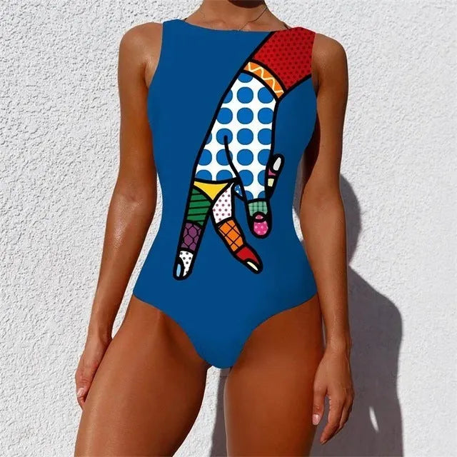 Girls monokini swimsuit with steel support, briefs style, sizes S-XL, style options A-L