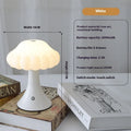Mushroom-shaped touch lamp with USB charging port in cream colour