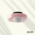 Round modern glass ceiling light with white glass shade, 25cm diameter, for hallway or porch