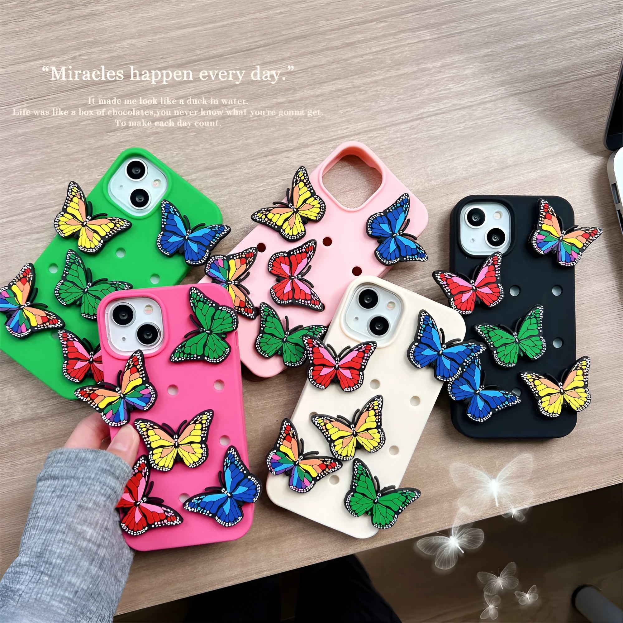 Three-dimensional colorized butterfly silicone phone case anti-fall for Apple iPhone