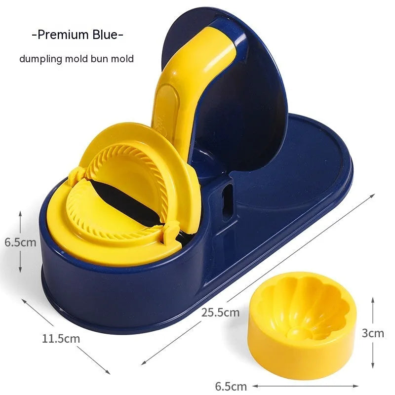 Plastic dumpling wrapper press machine 25.5x11.5x6.5cm in fresh green colour on kitchen counter
