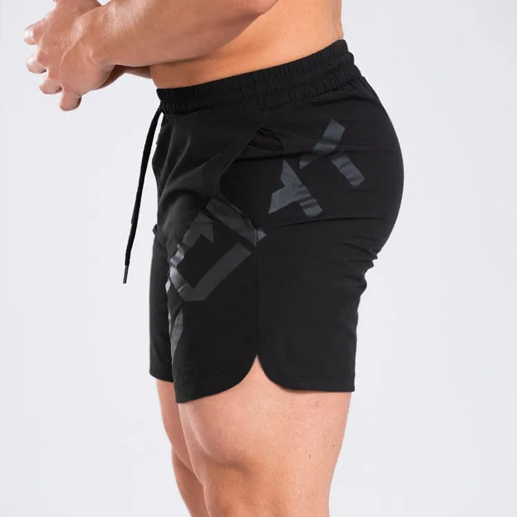 Men's elastic thin training running shorts in quick-drying nylon blend fabric, knee length design in black colour