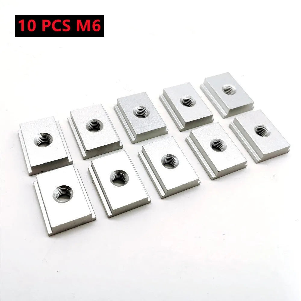 Aluminium woodworking sliding chute slider for T-slot tracks in black silver blue red colours