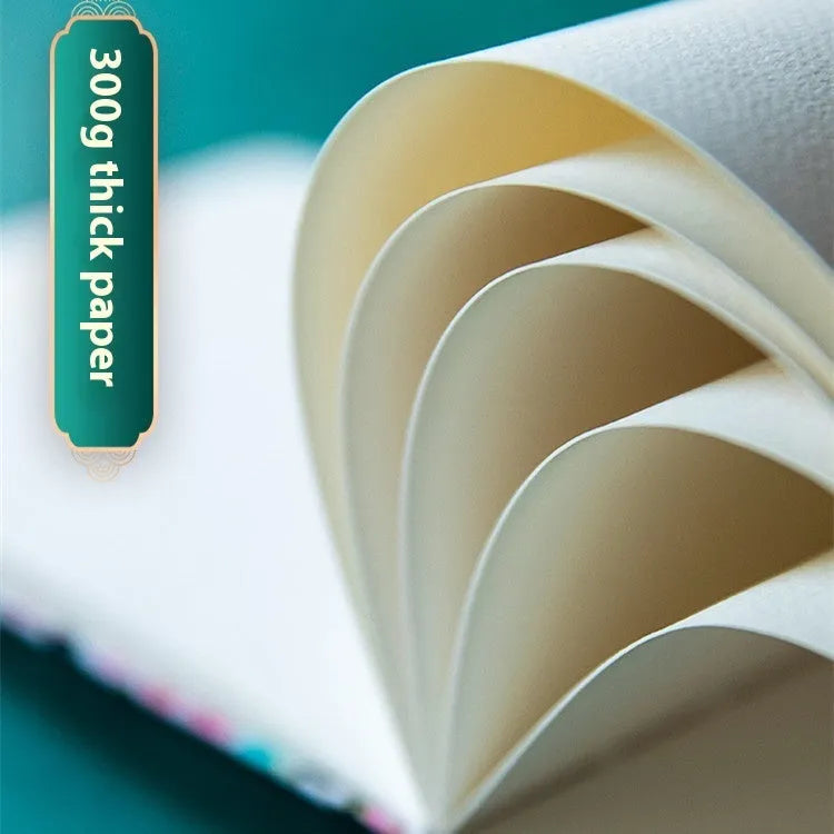 Feiluniao hand-painted fabric cover watercolour sketchbook showing 185mm portable size