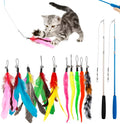 Cat teaser pole set showing two three-section fishing rods with feather attachments