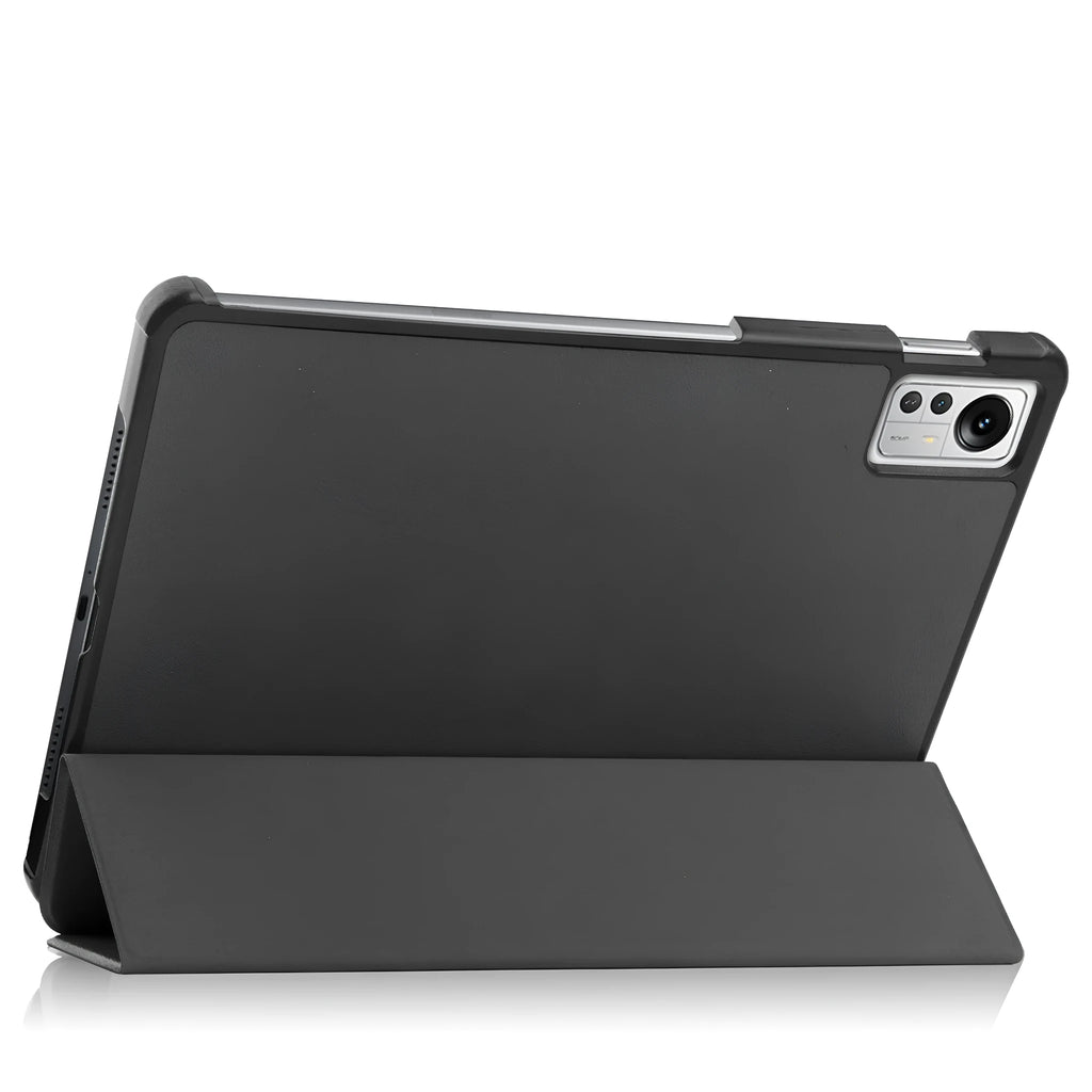 Ultra-thin black tri-fold protective case for Xiaomi Pad 5 Pro 12.4 with auto wake function
