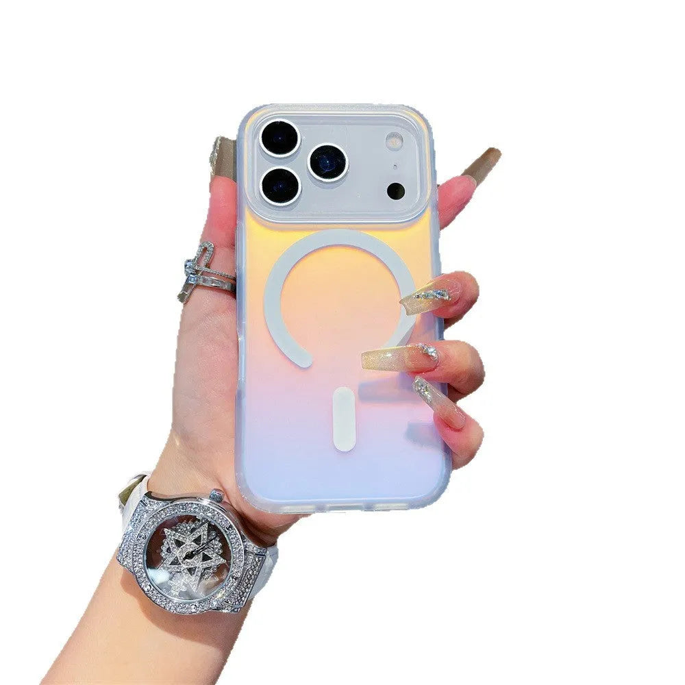 Laser gradient frosted magnetic phone case for iPhone 17 series with TPU PC construction