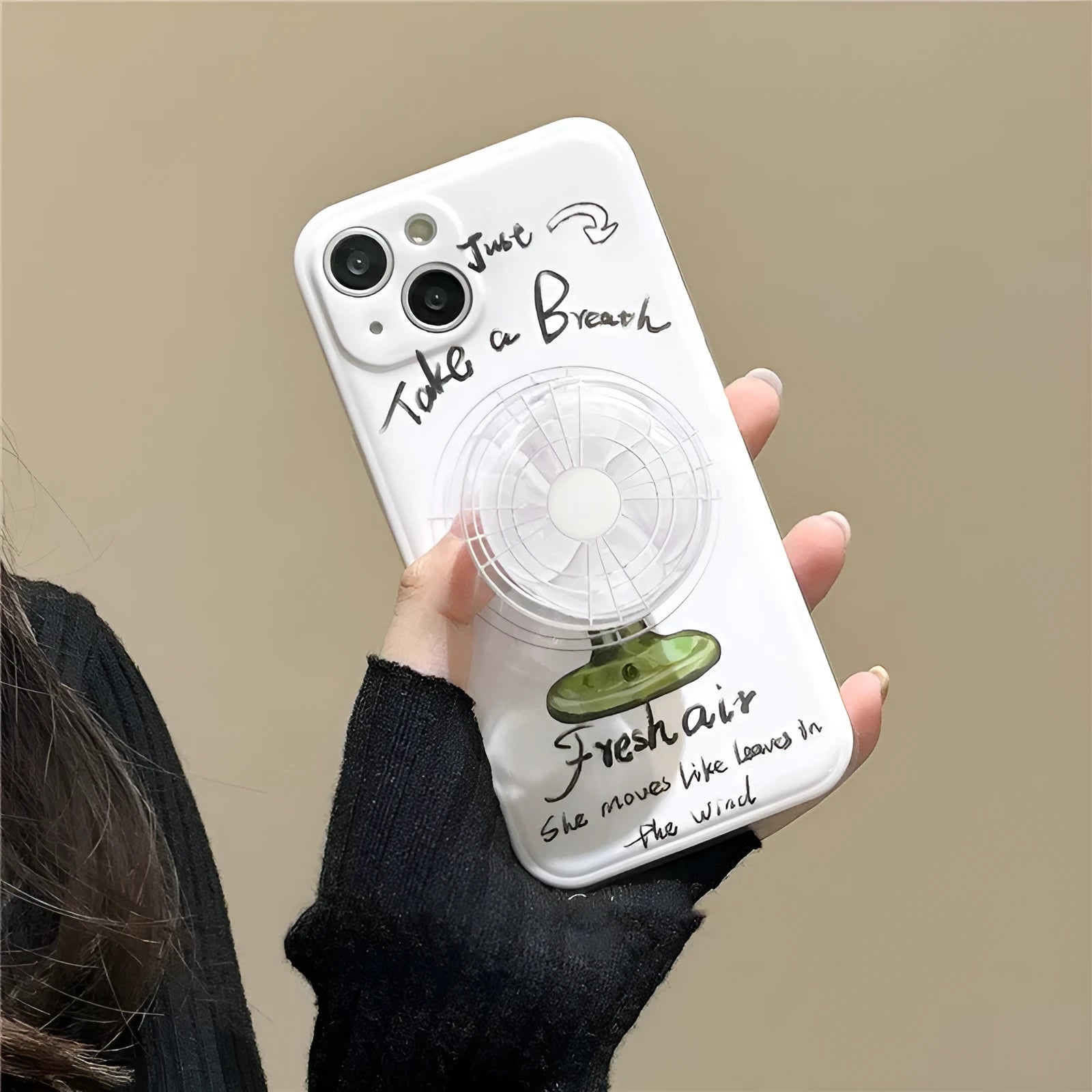 Rotating fan silicone phone case TPU anti-fall rear cover for iPhone 13 Pro Max