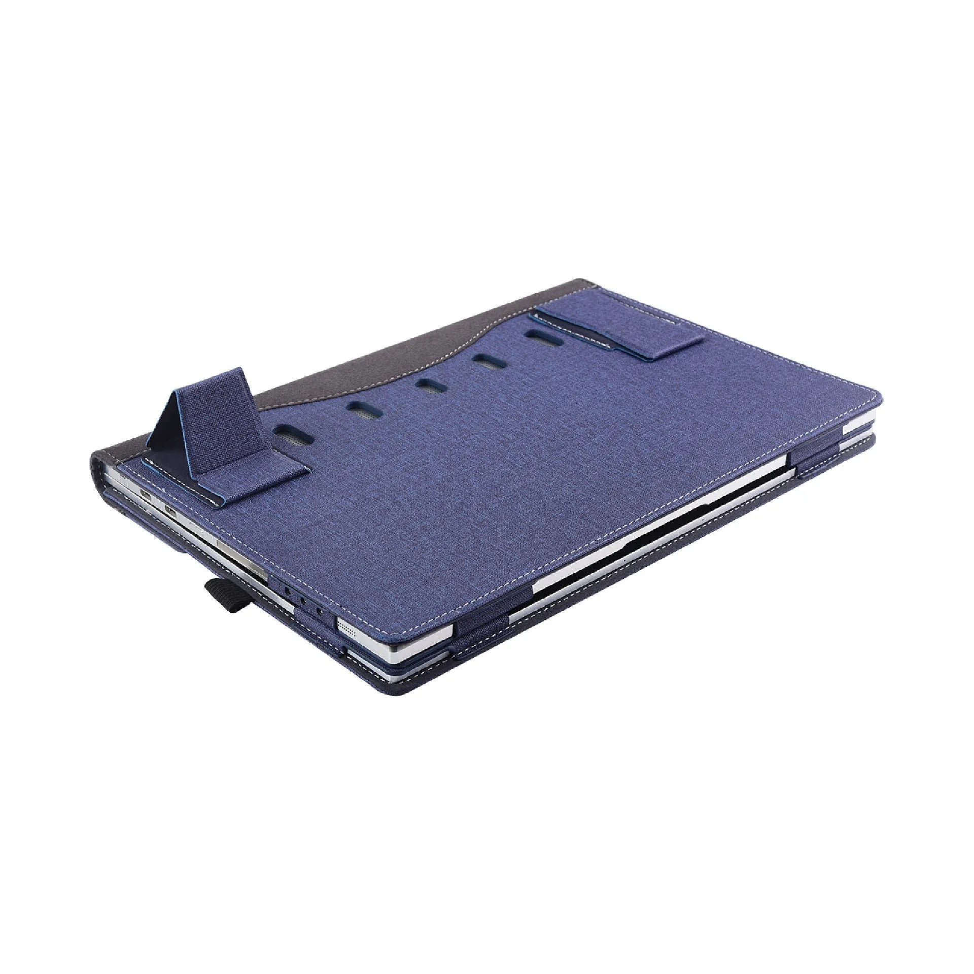 Black imitation leather laptop protective sleeve for Microsoft Surface Laptop 6 with portable bracket design