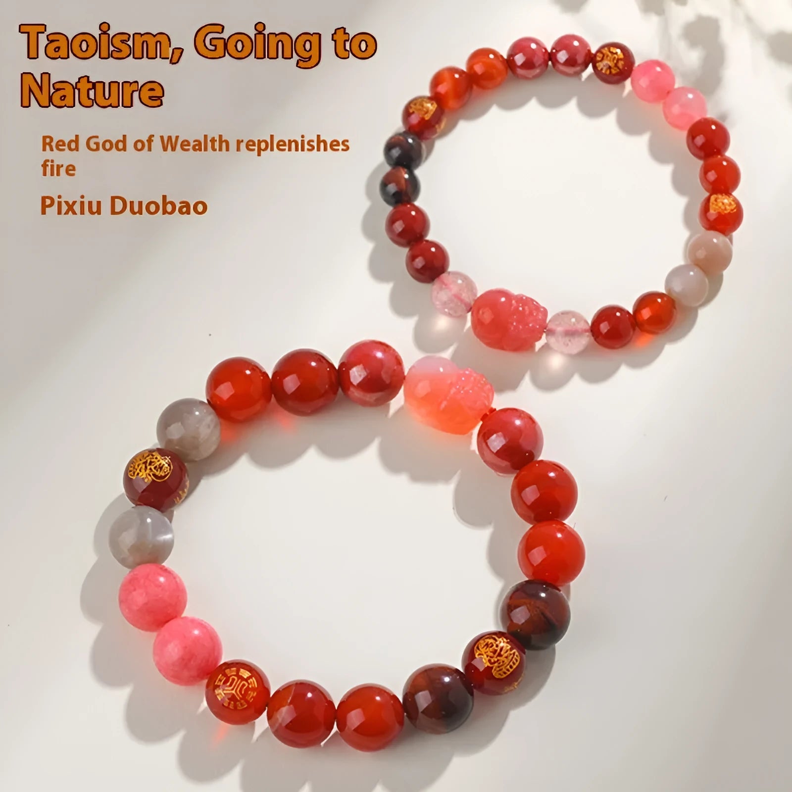Handmade Five Elements natural crystal bracelet with geometry beads