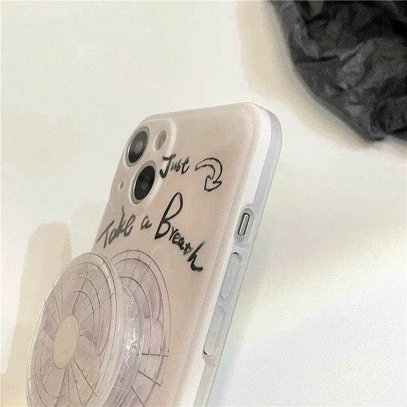 Rotating fan silicone phone case TPU anti-fall rear cover for iPhone 13 Pro Max