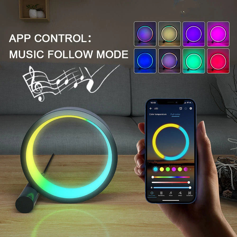 Smart color-changing LED night light with music sync and customizable lighting options for home decor