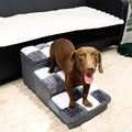 Handmade cotton dog stairs with storage space in brown colour chessboard pattern for small pets