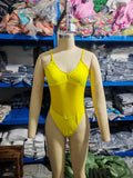 Women's black polyester banded bikini one-piece swimsuit for beach and sunbathing