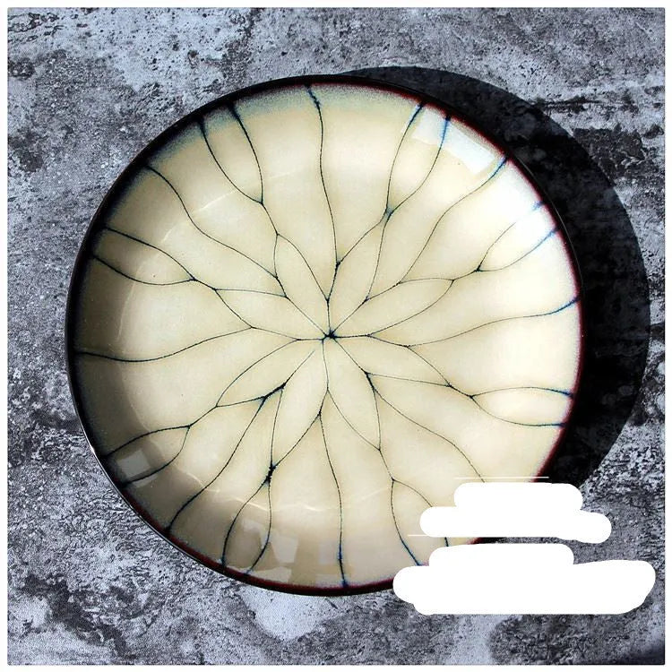 Japanese style porcelain round plate with underglaze colour, 21cm or 27.8cm diameter, flat or deep plate option