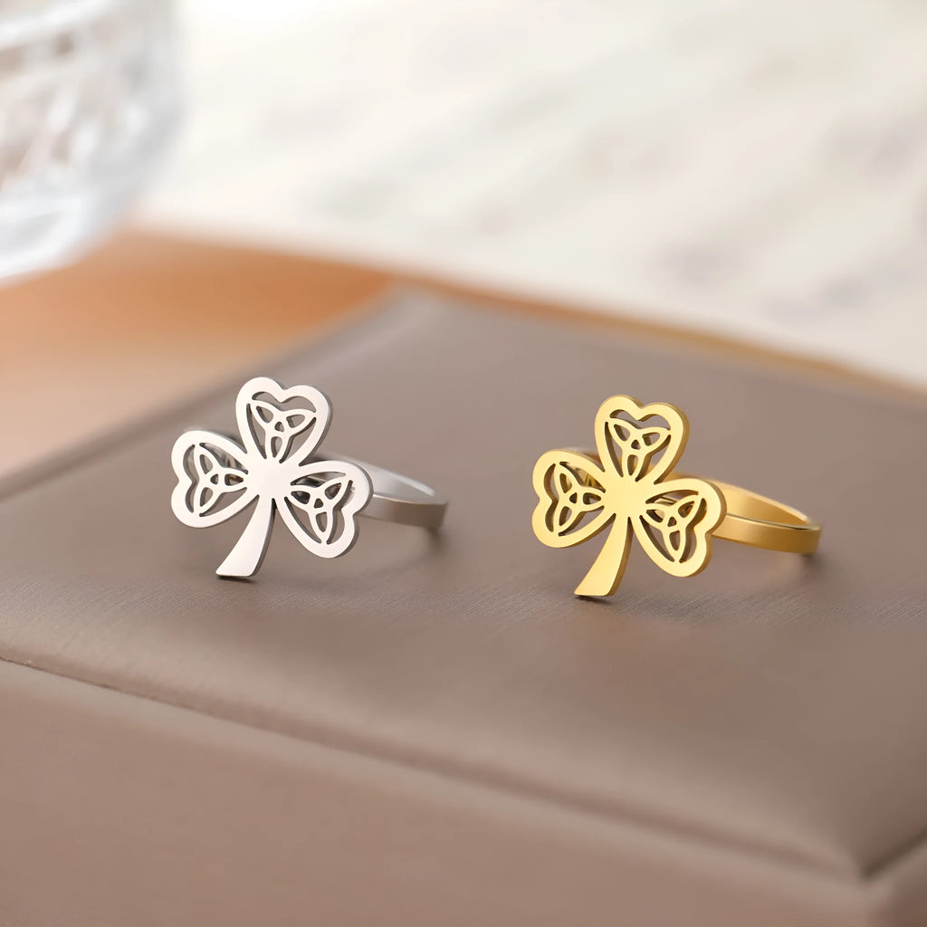 Stainless steel hollow ring with electroplated finish in gold or steel colour