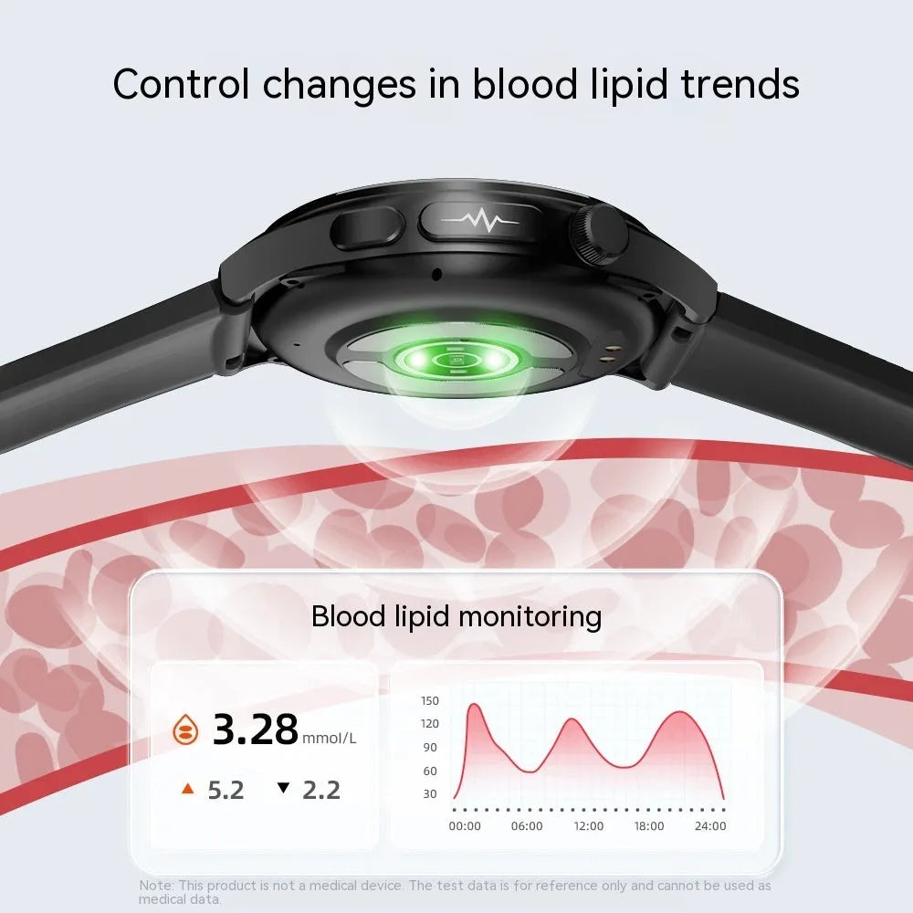 Black smart watch with TFT touch screen, health monitoring functions and choice of silicone, leather or metal steel strap