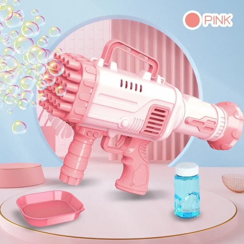 32 holes bazooka bubble machine electric children's toy bubble gun in cherry pink or sky blue
