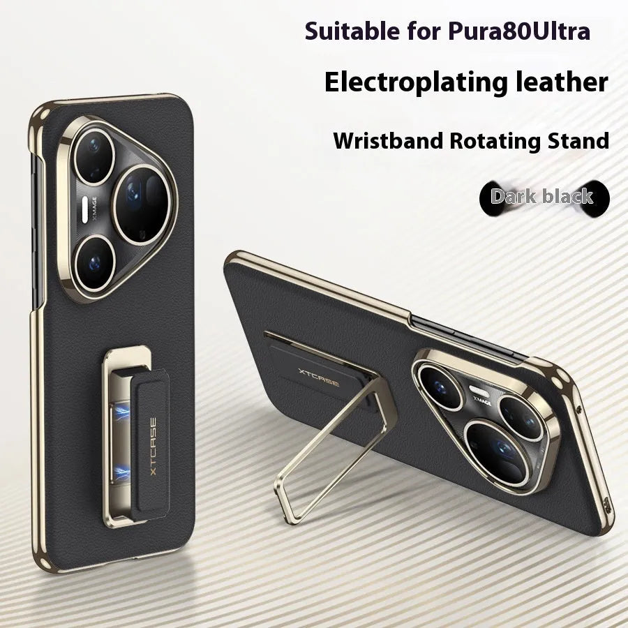 Huawei Pura80 phone case with rotating wrist strap in imitation leather