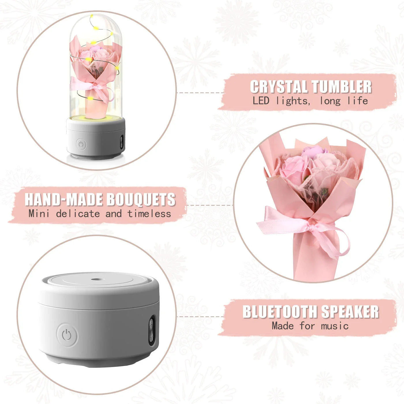 Enchanting 2-in-1 Rose Bouquet: Bluetooth Speaker and Luminous Night Light, with a mesmerizing LED light display and high-quality audio