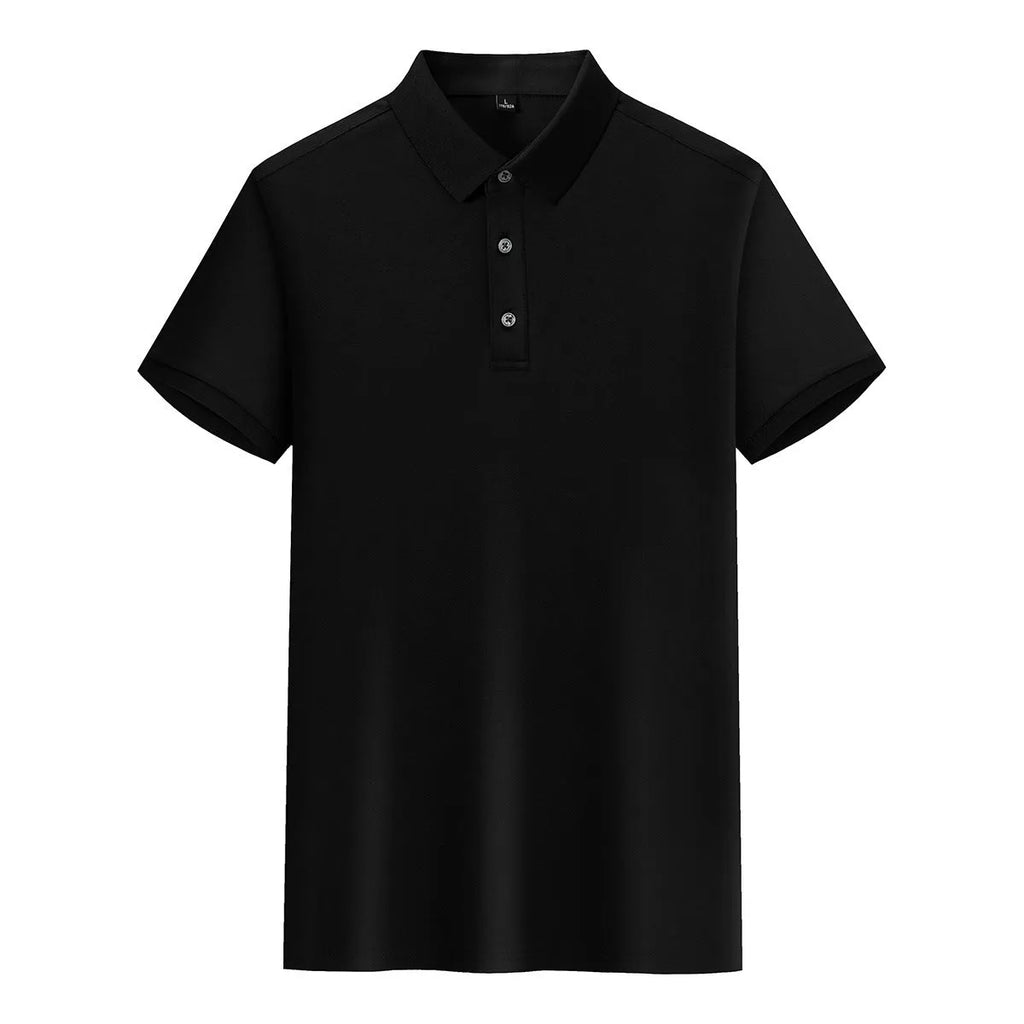 Short-sleeved lapel T-shirt in cotton silk blend fabric for business casual wear