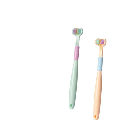 3-in-1 Soft Bristle Toothbrush with Tri-Sided Brush Head and Temperature-Responsive Bristles