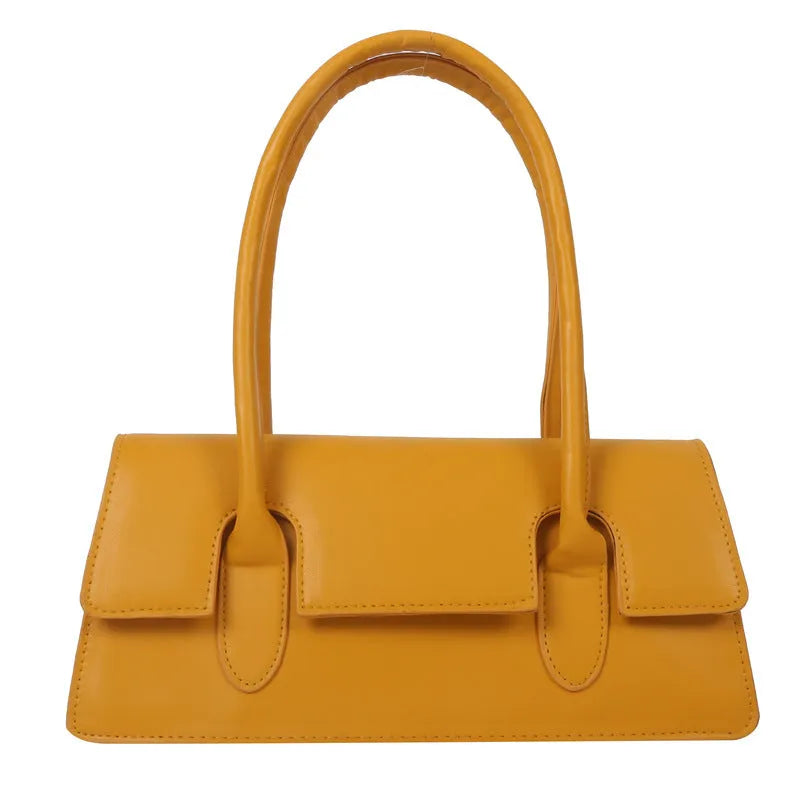 Women's square shoulder bag in black with stitching detail and single shoulder strap