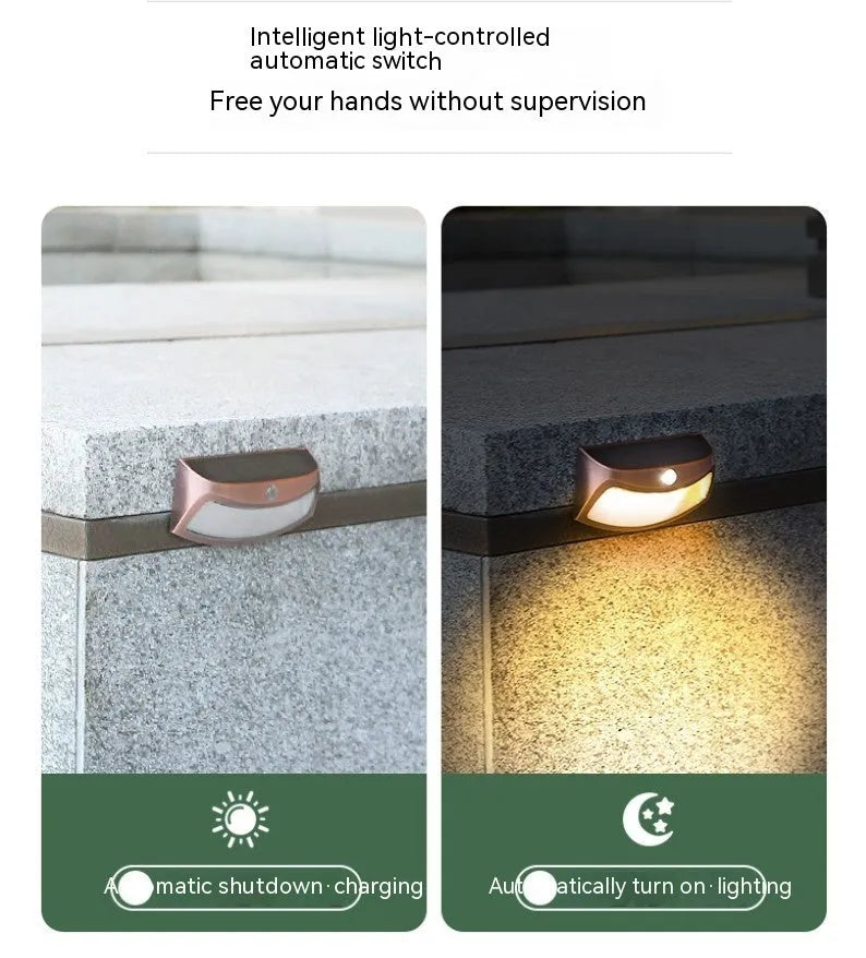 Solar-powered smiling face wall lamp for outdoor garden and courtyard lighting