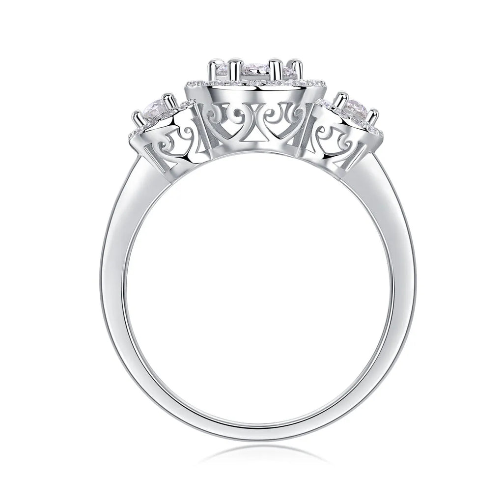 Moissanite wedding ring set with S925 silver gold plate in ring size 7, gift box packaging, GRA certificate