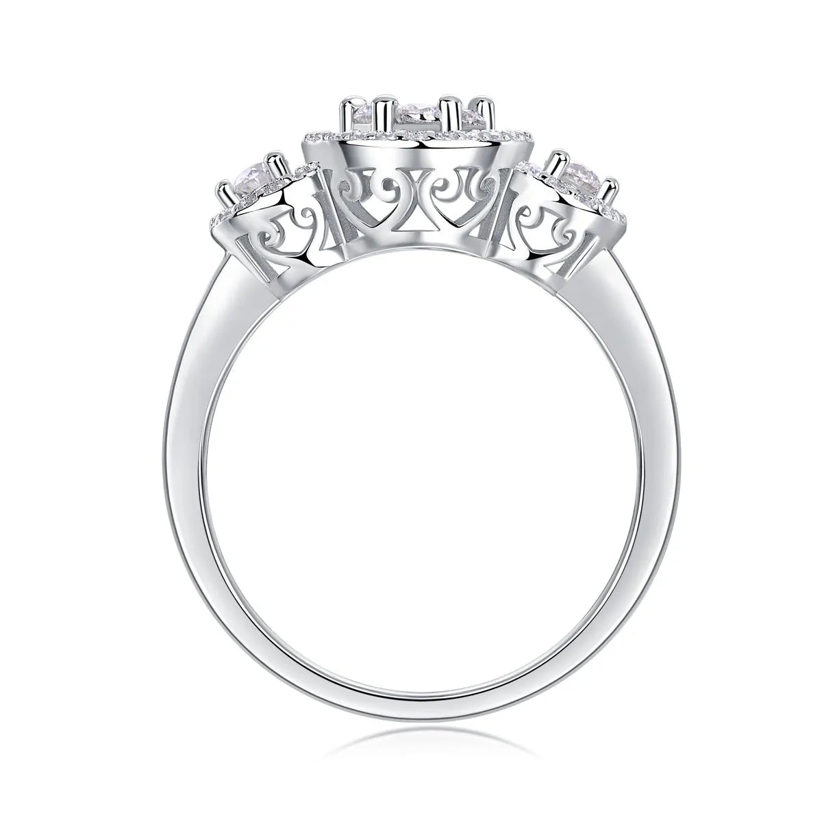 Moissanite wedding ring set with S925 silver gold plate in ring size 7, gift box packaging, GRA certificate