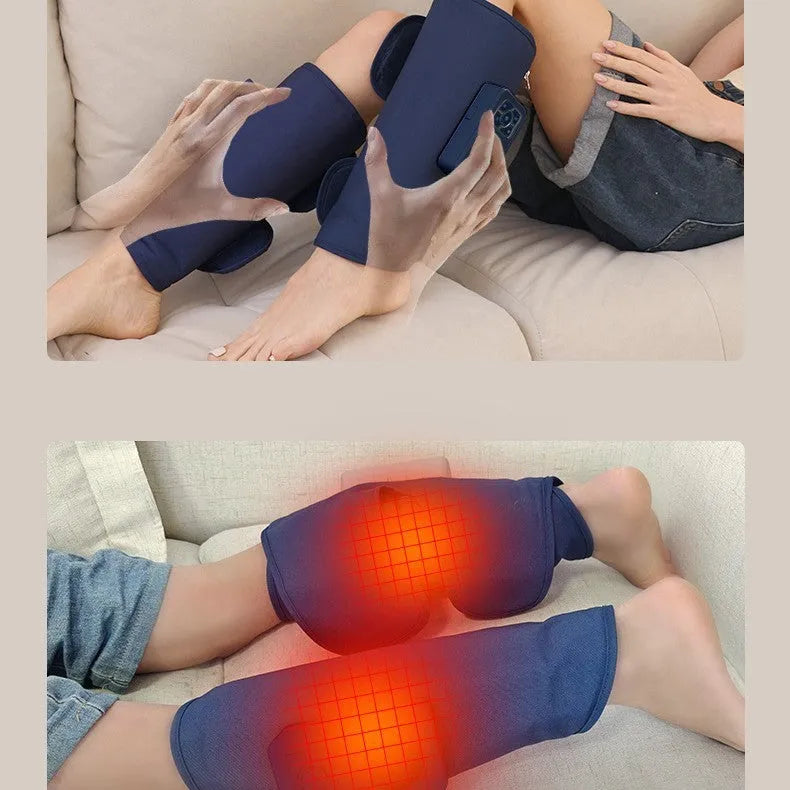 Leg massage instrument calf airbag heating massager with EMS electric pulse and ultrasonic vibration, one pair