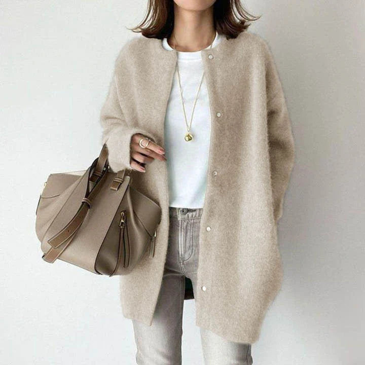 A cozy, stylish knitted cardigan jacket in a variety of colors for women's autumn and winter fashion