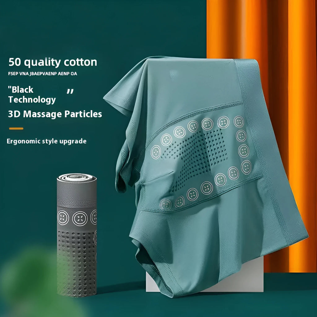 Men's massage particle underwear in mid-waist design with solid colour options