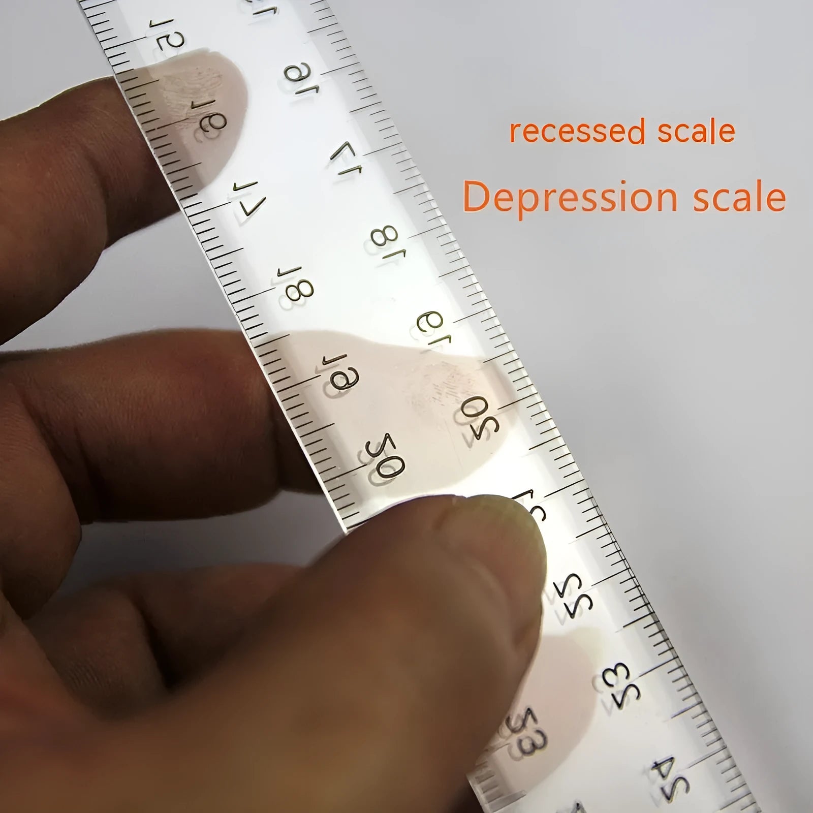 30cm plastic T-shaped ruler for student art supplies in transparent or orange yellow with double centimetre scale