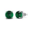 Retro S925 sterling silver green chalcedony stud earrings with platinum electroplated finish, geometric round shape
