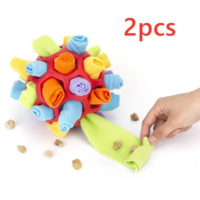 Pets sniff fried ball toy 20cm fleece and TPR rubber bubble surface multiple colour options