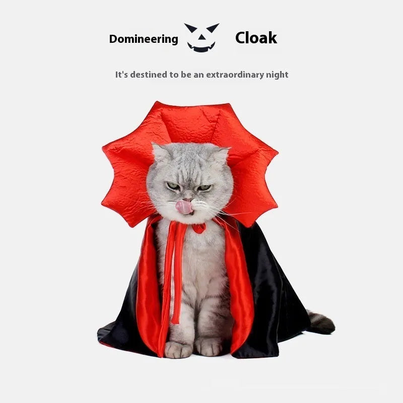 Halloween pet costume black red polyester outfit for cats dogs free size