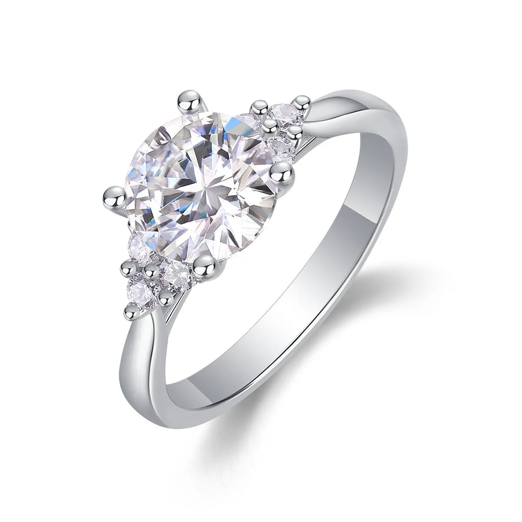 Galaxy Light 2-carat moissanite wedding ring set in S925 silver with platinum plating and gift box
