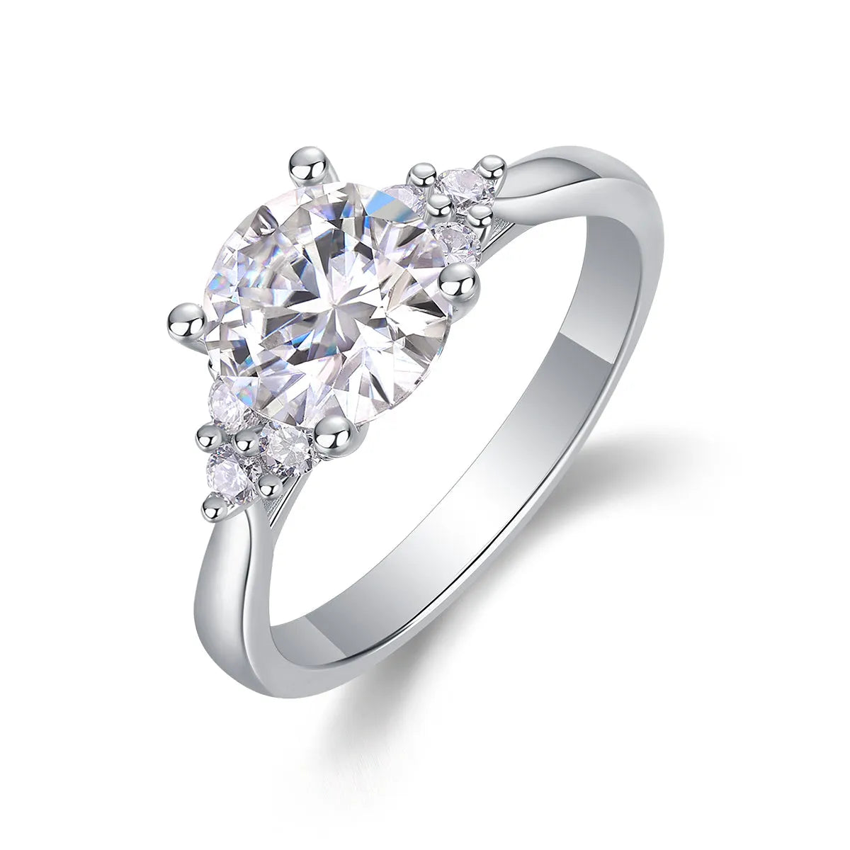 Galaxy Light 2-carat moissanite wedding ring set in S925 silver with platinum plating and gift box