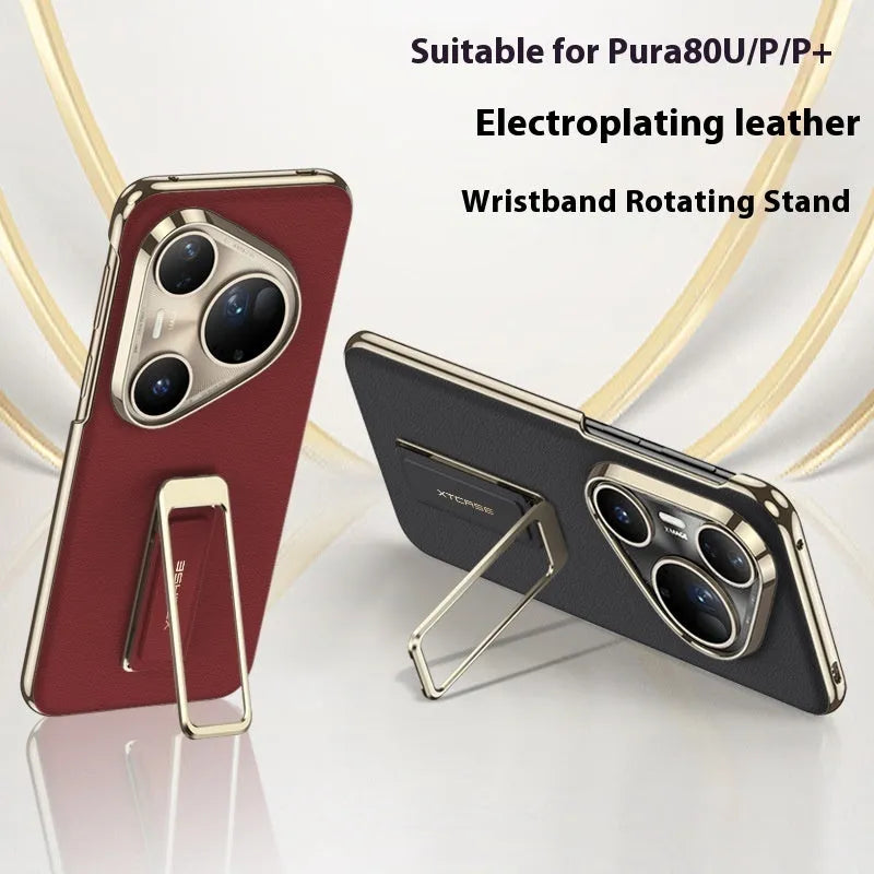 Huawei Pura80 phone case with rotating wrist strap in imitation leather