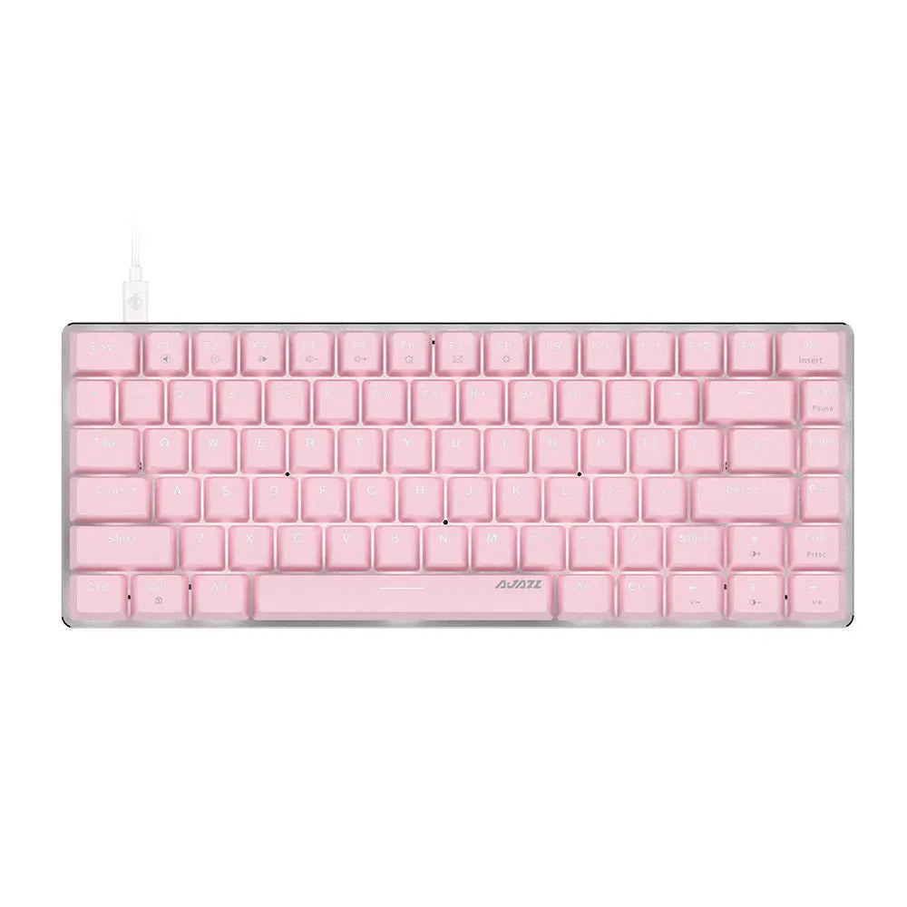 Pink 82-key mechanical gaming keyboard with white backlight and metal construction