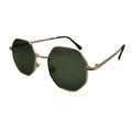 Classic vintage metal multilateral sunglasses with gold frame and black grey PC lenses